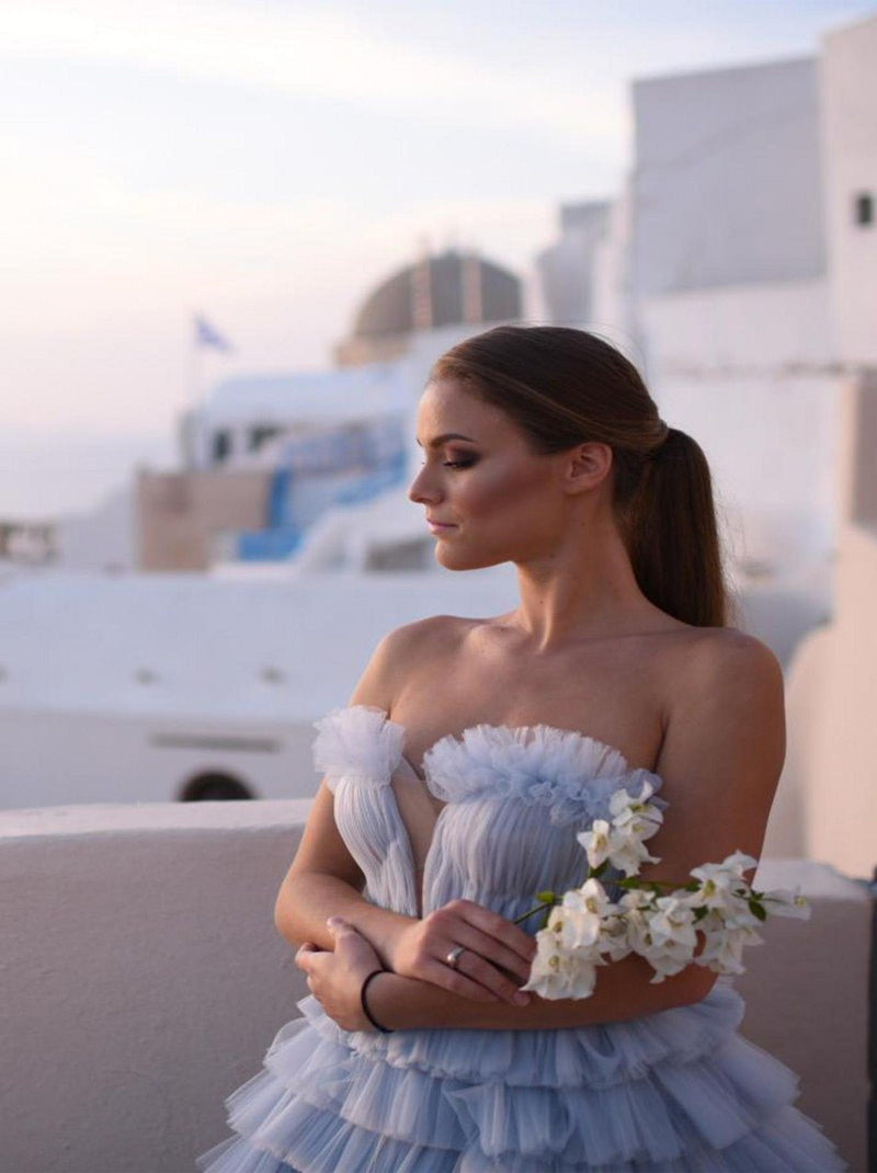 Luxurious & Charming A-Line Boho Wedding Dresses Sweetheart Ruffles Tulle Court Train Bridal Gowns With Detachable Long Sleeves