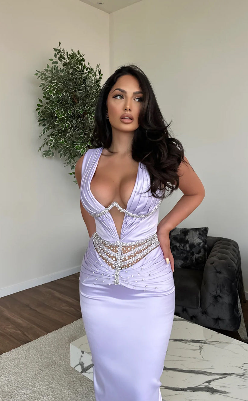 RP620-Gorgeous Fuchsia Mermaid V-Neck Beads Ruched Sleeveless Long Prom Evening Dresses Formal Party Gowns