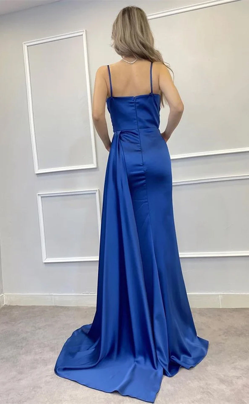 RP727-Gorgeous Mermaid Spaghetti Beads Sequins Sleeveless Long Prom Evening Dresses Formal Party Gowns With Slit