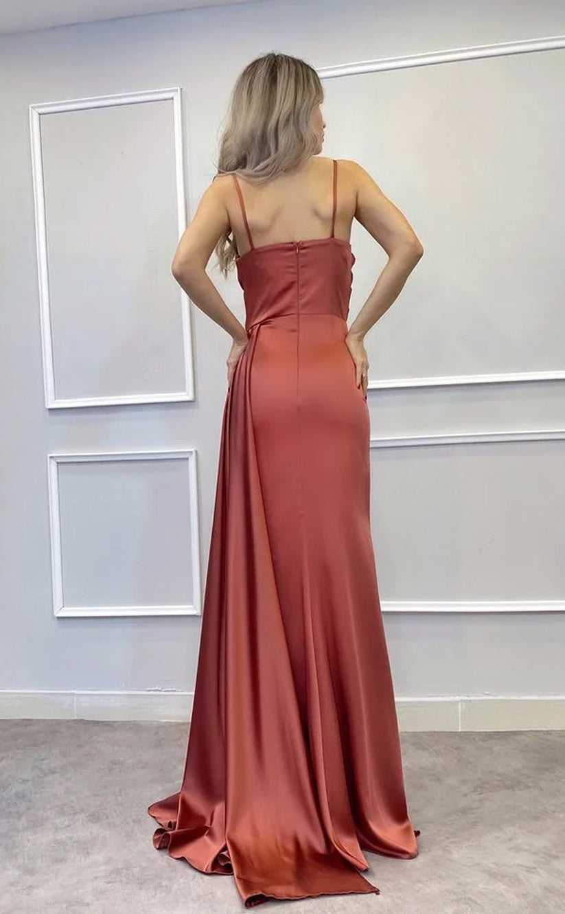 RP727-Gorgeous Mermaid Spaghetti Beads Sequins Sleeveless Long Prom Evening Dresses Formal Party Gowns With Slit