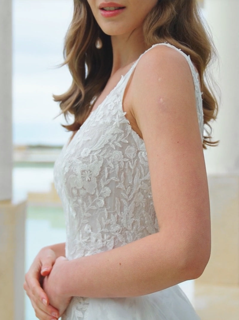 Ivory Mermaid Wedding Dresses V-Neck Appliques Beads Backless Detachable Sweep Train Tulle Bridal Gowns Custotm Design