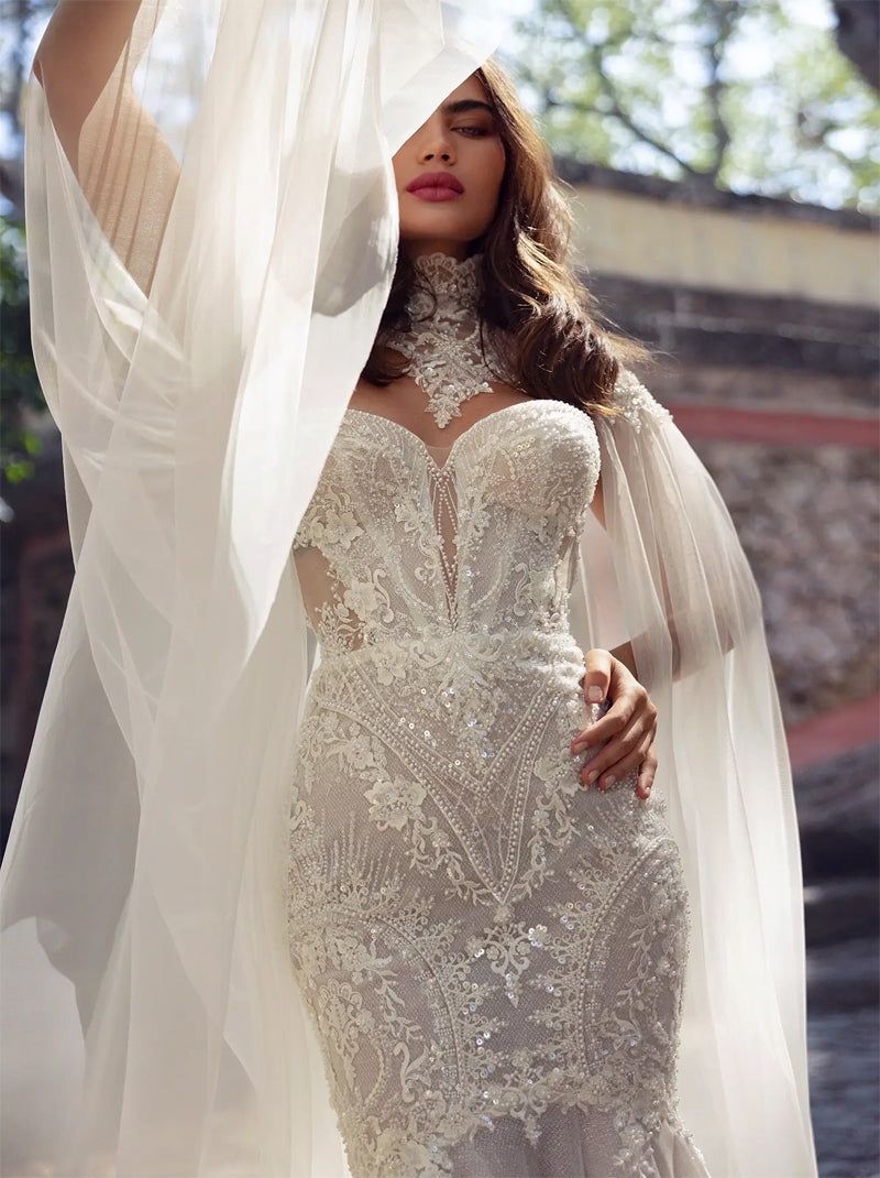 Sexy & Fantastic Mermaid Wedding Dresses Sweetheart Appliqued Beads Tulle Court Train Bridal Gowns With Detachable Jacket