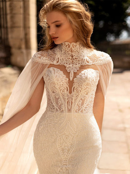 Sexy & Fantastic Mermaid Wedding Dresses Sweetheart Appliqued Beads Tulle Court Train Bridal Gowns With Detachable Jacket