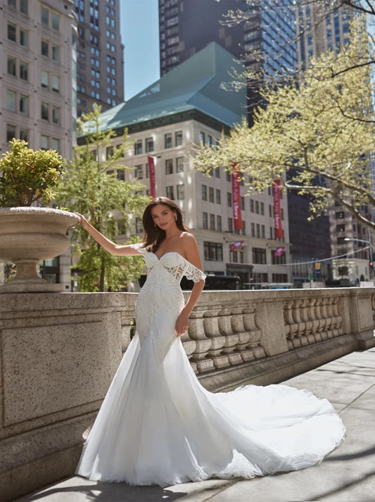 Elegant & Classic Mermaid Wedding Dresses Sweetheart Beads Tulle Court Train Bridal Gowns Custom