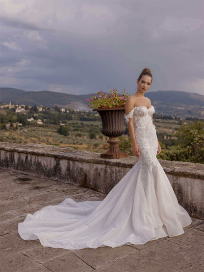 Gorgeous & Classic Mermaid Wedding Dresses Sweetheart Appliqued Beads Cap Sleeves Tulle Sweep Train Bridal Gowns Custom