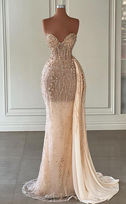 RP203-Sexy Mermaid Sleeveless Sweetheart Sequins Shiny Appliques Beaded Prom Dresses Formal Evening Party Gowns Custom