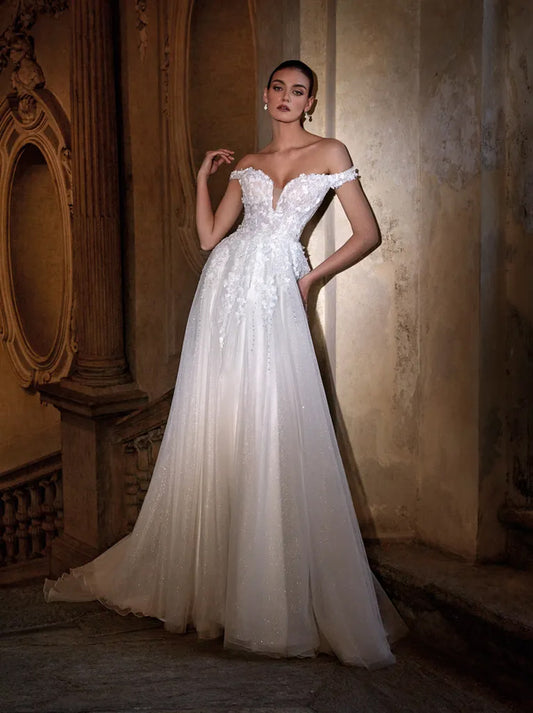 Ordinary & Elegant A-Line Boho Wedding Dresses Sweetheart Appliqued Beads Tulle Sweep Train Bridal Gowns