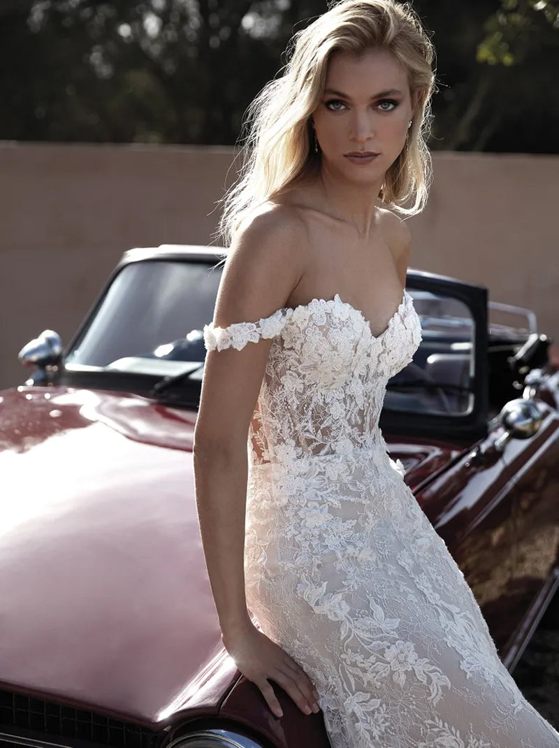 Gorgeous & Classic Mermaid Wedding Dresses Sweetheart Appliqued Beads Sleeveless Tulle Sweep Train Bridal Gowns Custom