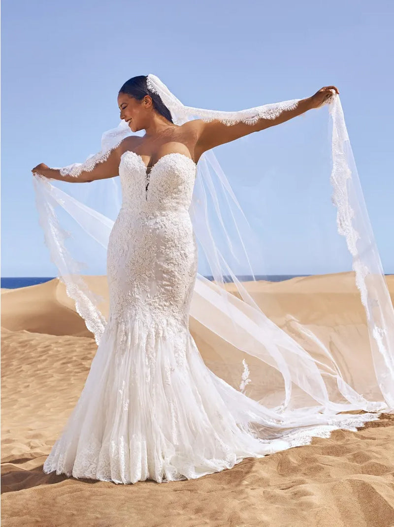 Gorgeous & Charming Mermaid Wedding Dresses Sweetheart Appliqued Beads Sleeveless Tulle Court Train Bridal Gowns Custom Made