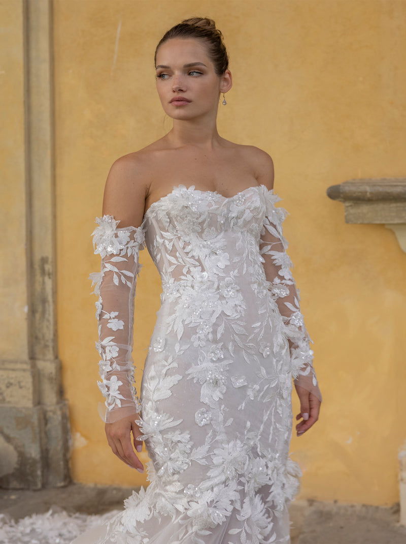 Gorgeous & Classic Mermaid Wedding Dresses Sweetheart Appliqued Beads Tulle Court Train Bridal Gowns