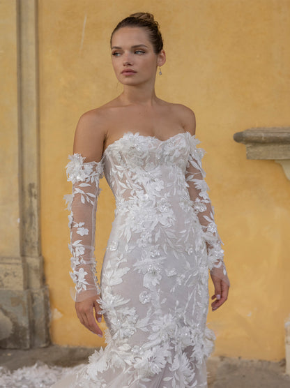 Gorgeous & Classic Mermaid Wedding Dresses Sweetheart Appliqued Beads Tulle Court Train Bridal Gowns