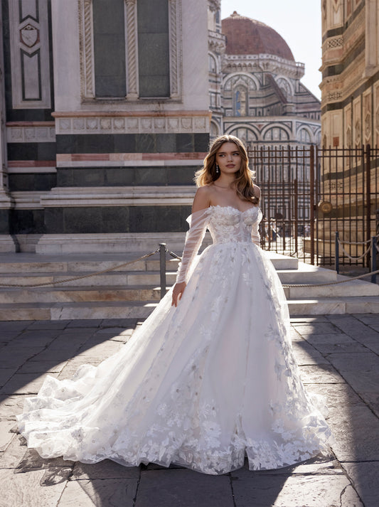 Unique & Elegant A-Line Boho Wedding Dresses Sweetheart Appliqued Beads Tulle Sweep Train Bridal Gowns