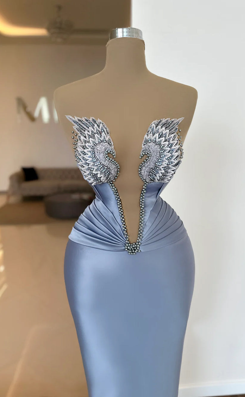 RP656-Elegant Mermaid Sweetheart Beads Appliqued Ruched Sleeveless Long Prom Evening Dresses Formal Party Gowns