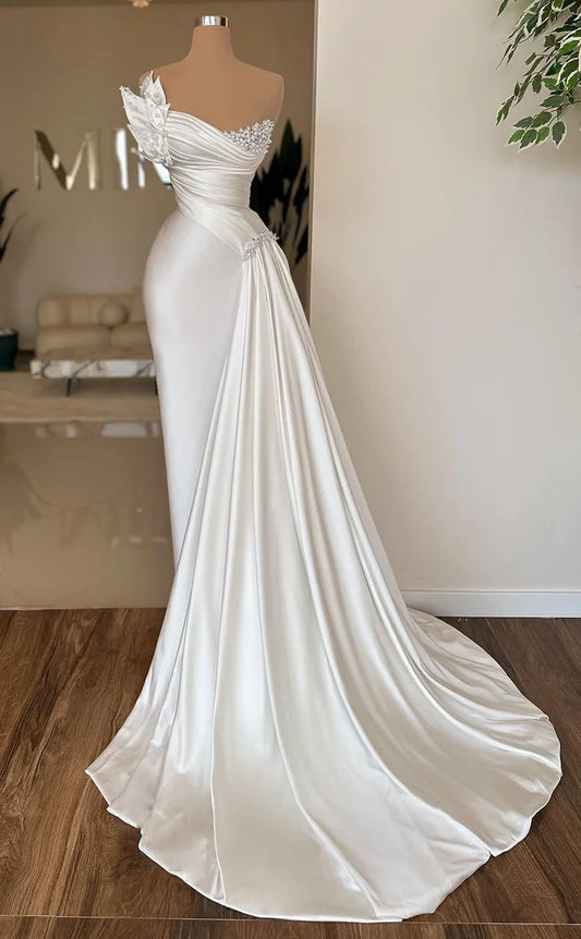 RP379-Gorgeous Mermaid Strapless Crystals Pleated Beaded Sleeveless Long Prom Evening Dresses Formal Party Gowns