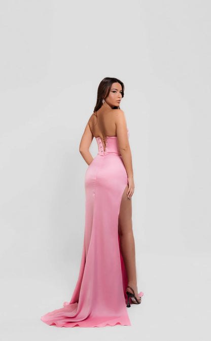 RP674-Elegant Pink Mermaid Sweetheart Ruched Sleeveless Long Prom Evening Dresses Formal Party Gowns With Slit