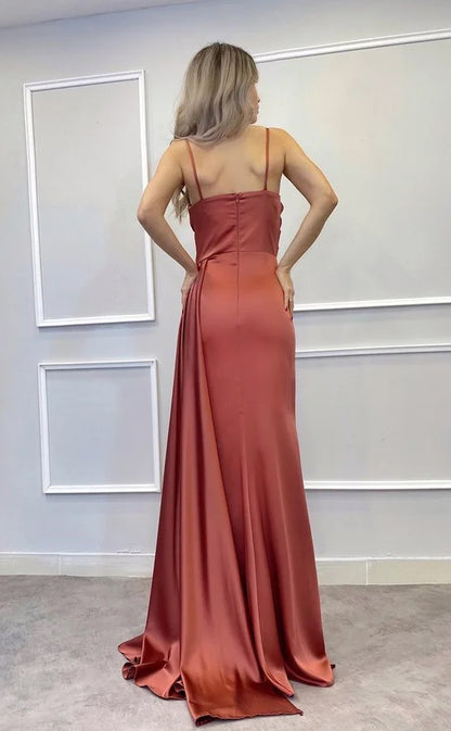 RP727-Gorgeous Mermaid Spaghetti Beads Sequins Sleeveless Long Prom Evening Dresses Formal Party Gowns With Slit
