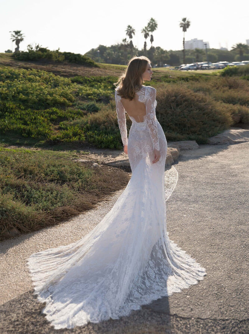 Gorgeous Mermaid Boho Wedding Dresses Sweetheart Appliqued Beads Sweep Train Tulle Bridal Gowns Custom
