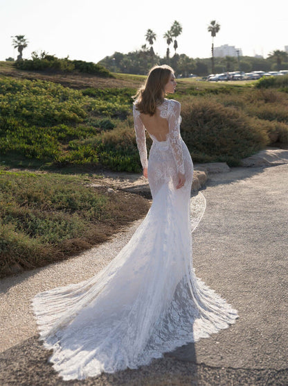 Gorgeous Mermaid Boho Wedding Dresses Sweetheart Appliqued Beads Sweep Train Tulle Bridal Gowns Custom