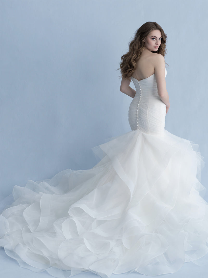 Simple & Elegant Mermaid Wedding Dresses Sweetheart Pleated Ruffles Organza Sweep Train Bridal Gowns Custom Made