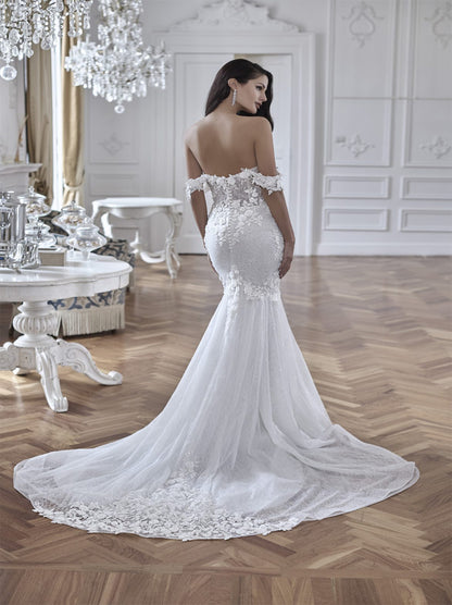 Luxurious & Elegant Mermaid Wedding Dresses Sweetheart Appliqued Beads Tulle Sweep Train Bridal Gowns Custom Made