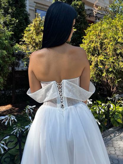 Elegant A-Line Wedding Dresses Sweetheart Cap Sleeves Side Slit Lace Up Floor Length Chiffon Bridal Gowns Custom Made