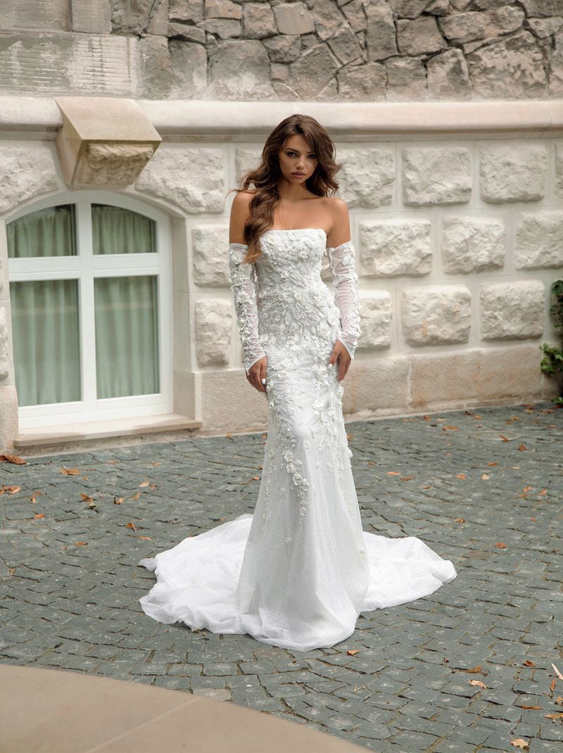 Gorgeous Mermaid Wedding Dresses Sweetheart Beads Appliqued Detachable Long Sleeves Tulle Sweep Train Bridal Gowns Custom Made