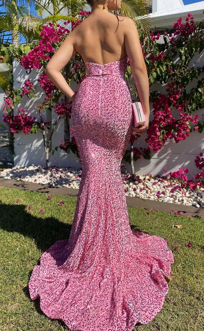 RP892-Luxury Mermaid Mermaid Sweetheart Crystals Beads Sleeveless Long Prom Evening Dresses Formal Party Gowns