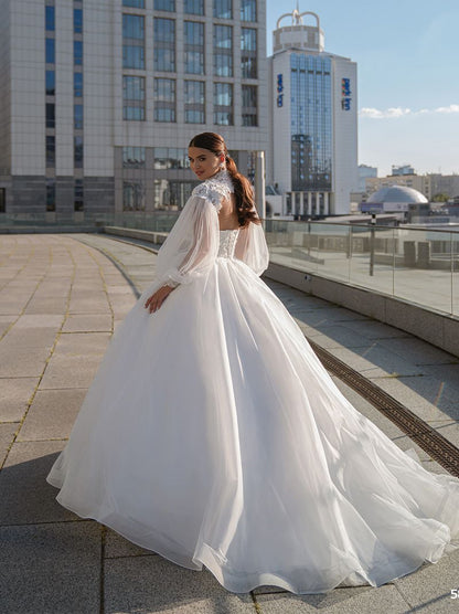 Modern Ball Gown Wedding Dresses Sweetheart Appliqued Sweep Train Tulle Bridal Gowns Custom With A Detachable Jacket