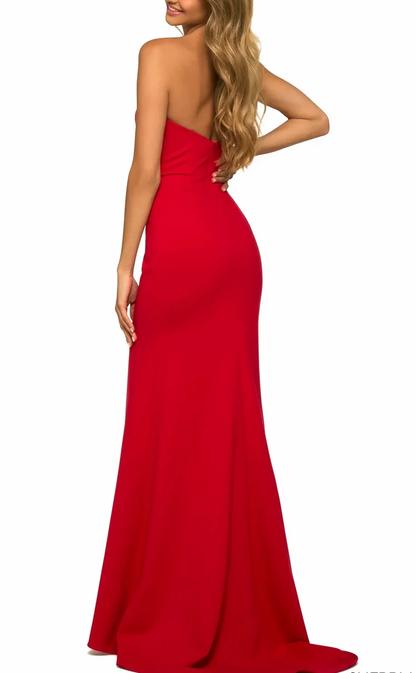 RP2010-Gorgeous Red Mermaid Sweetheart Beaded Sleeveless Satin Prom Evening Dresses Formal Party Gowns With Slit