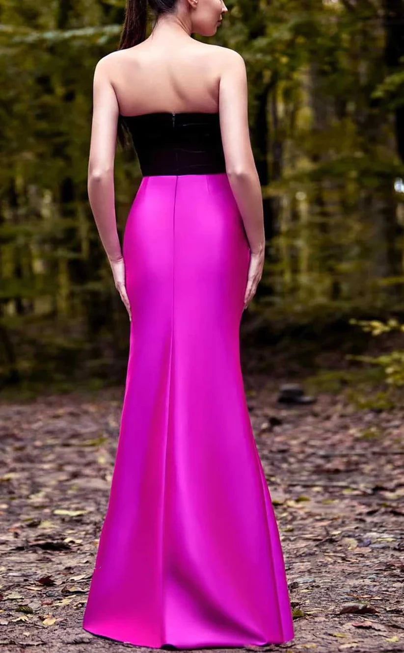 RP902-New Fuchsia Mermaid Sweetheart Beads Sleeveless Long Prom Evening Dresses Formal Prom With Slit