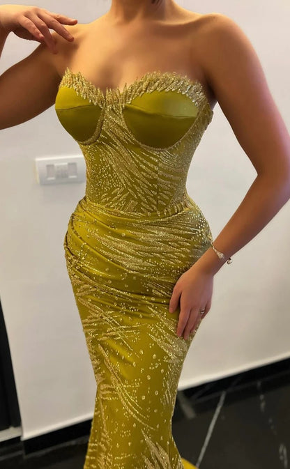 RP958-Unique Mermaid Sweetheart Pleated Beads Sleeveless Prom Evening Dresses Formal Party Gowns