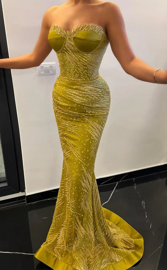 RP958-Unique Mermaid Sweetheart Pleated Beads Sleeveless Prom Evening Dresses Formal Party Gowns