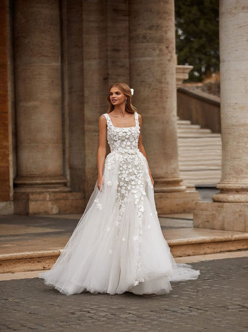Elegant & Gorgeous Mermaid Boho Wedding Dresses Spaghetti Sequins Appliqued Sleeveless Tulle Sweep Train Bridal Gowns Custom