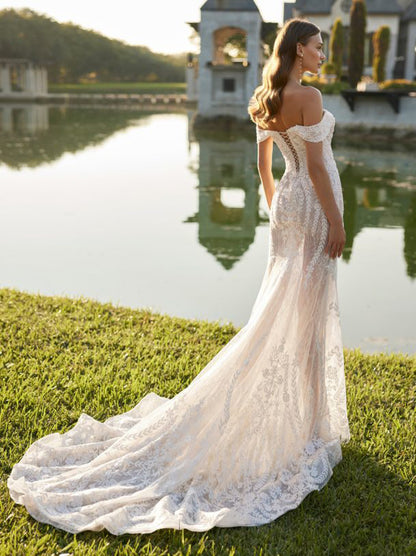 Sexy See Through Mermaid Wedding Dresses Sweetheart Lace Appliques Beads Sweep Train Bridal Gowns Custom Made