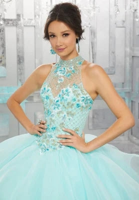 Pink Coral Ball Gowns Beaded Embroidery Beads Ruffles Lace up Organza Quinceanera Dresses